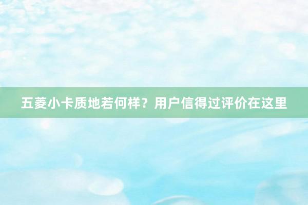 五菱小卡质地若何样？用户信得过评价在这里