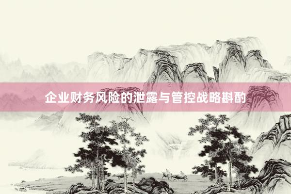企业财务风险的泄露与管控战略斟酌